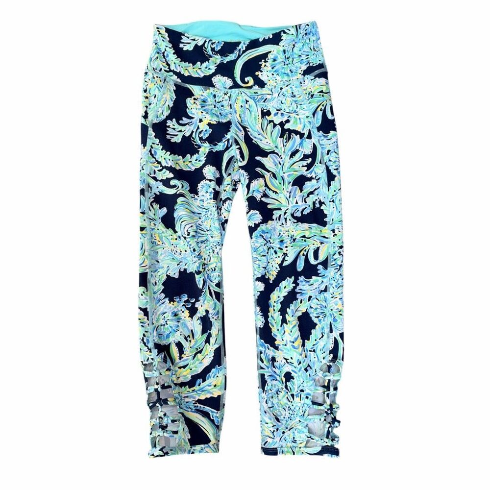 Lilly Pulitzer Luxletic cropped leggings cutout strappy details size S